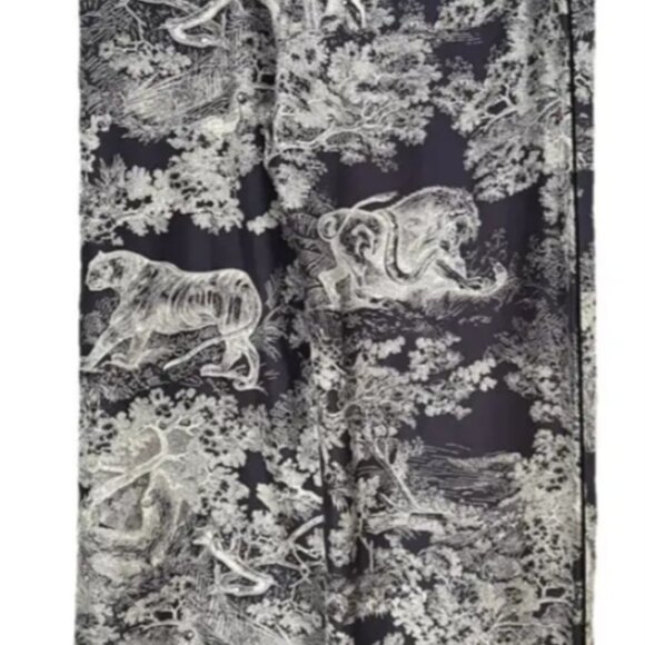 DIOR silk  navy pants in Toile de Jouy Sauvage motif SZ 4 - Picture 1 of 6